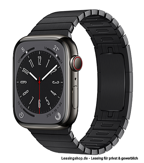 Apple Watch Series 8 GPS + Cellular leasen, 41 mm oder 45 mm Edelstahlgehäuse Graphit, Gliederarmband Space Schwarz